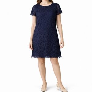 Lulus Dress Womens M Navy Lace Mini Shift TAKE ME TO BRUNCH  Cocktail Evening